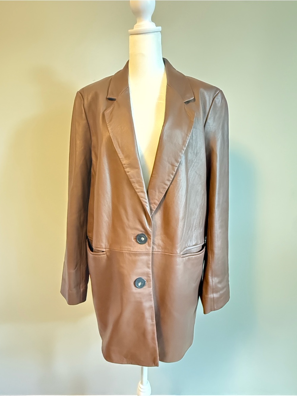Massimo Dutti Brown Leather Blazer